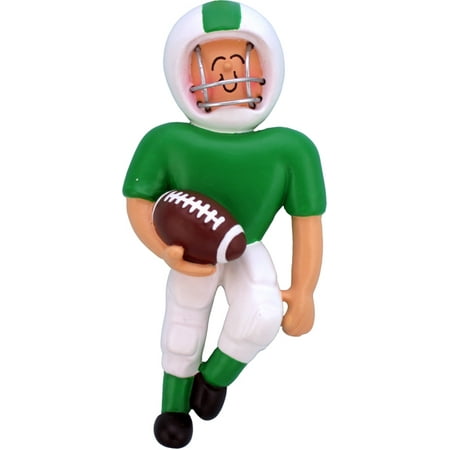 Playing Football Green Uniform Personalized  Christmas Ornament