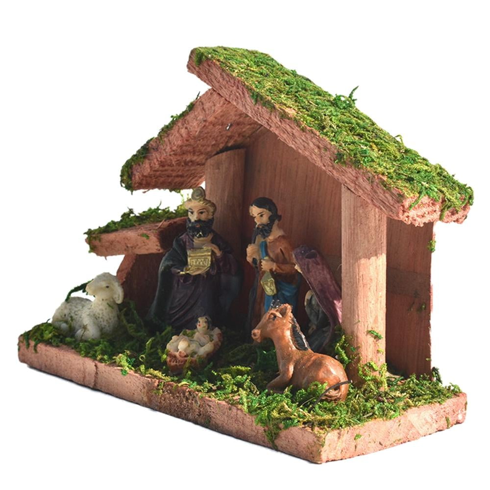 One Holiday Way Adorable Kids Indoor Christmas Nativity Set With Wooden