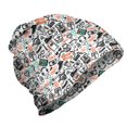 thumbnail image 1 of Indie Unisex Beanie, Hipster Fashion Sketch, Hiking Outdoors, Seafoam Orange Black, by Ambesonne, 1 of 1
