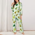 thumbnail image 3 of Disketp Pajamas Set Long Sleeve Sleepwear Womens Button Down Nightwear Pj Sets-Cartoon Fruit, 3 of 9