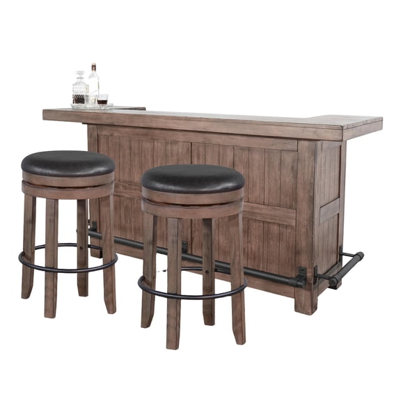 Sunny Designs 80" Traditional Wood Home Bar with Stools