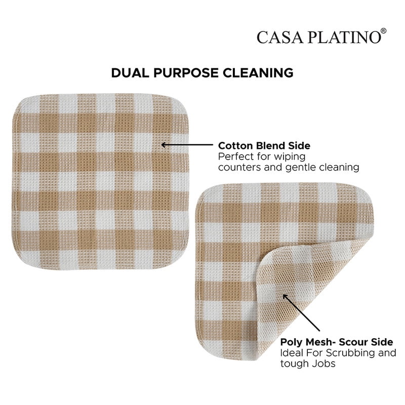 Casa Platino 20-Piece Absorbent Dishcloths and Heat-Resistant Oven Mitts Set - Beige