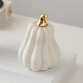 thumbnail image 5 of White Ceramic Pumpkin Ornament for Desktop Home Halloween Decoration - Fall Thanksgiving Table Centerpiece - White, 5 of 6