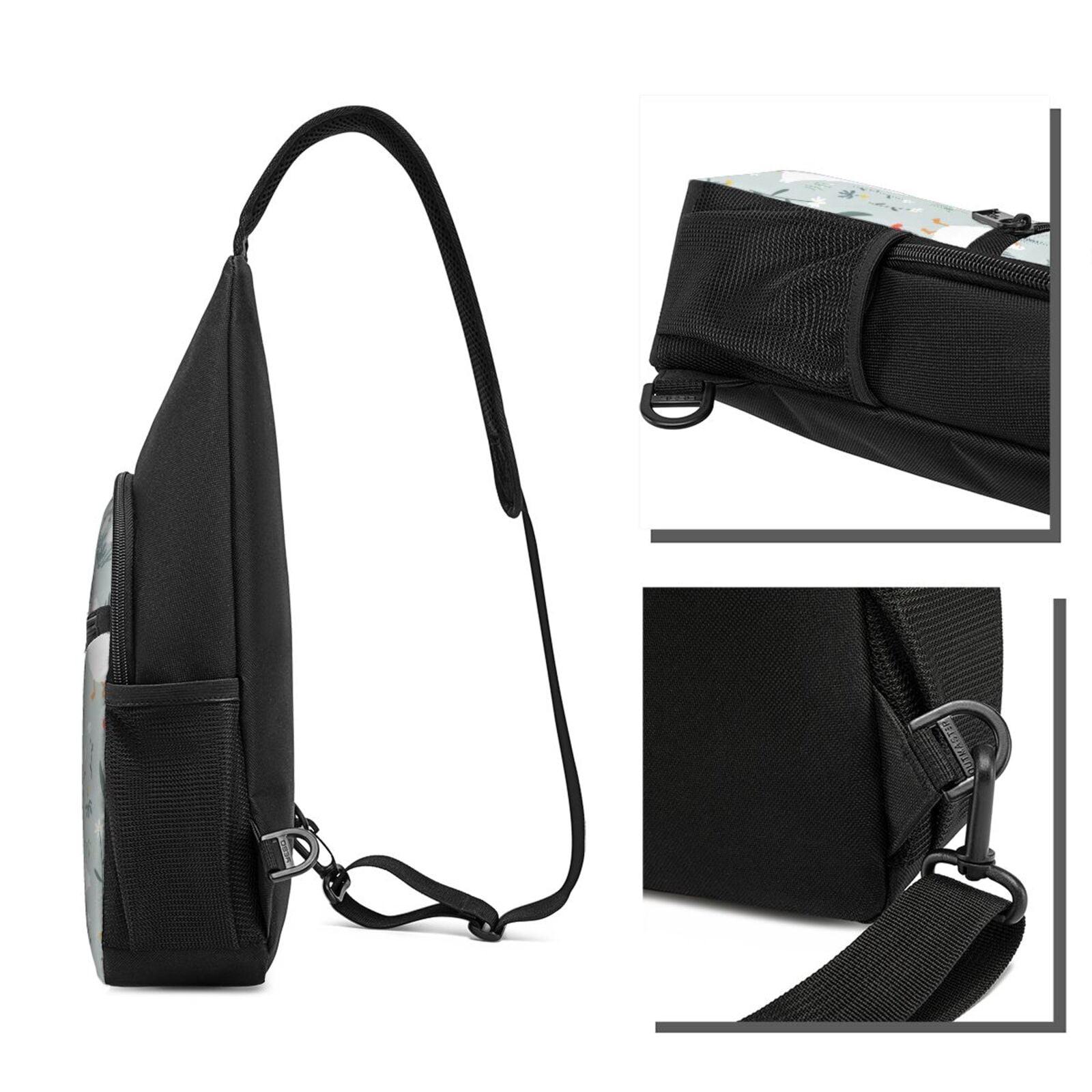 Xecao's Goose and Doodle Flowers Print Sling Bag: A Versatile Chest, Shoulder, and Crossbody Backpack for Casual Days Out, Perfect for Both Men and Women