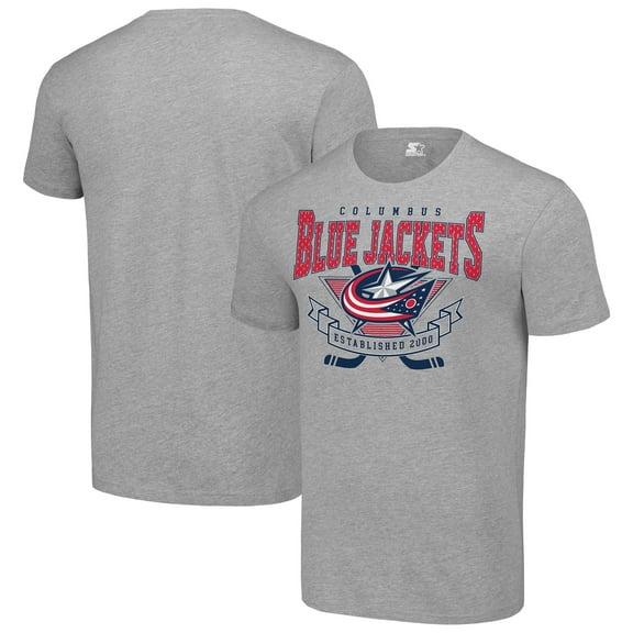Men's Starter Heather Gray Columbus Blue Jackets Team Logo Graphic T-Shirt