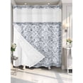 thumbnail image 2 of No Hook Shower Curtain with Snap-in Liner, Grey Flowers Waterproof Fabric Bathroom Curtains, Spring Floral Farmhouse Retro Art Bath Curtains & Mesh Top Window 72"x78" Long, 2 of 9