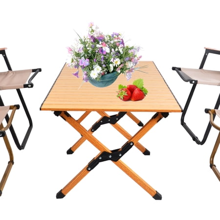 CoSoTower Portable Picnic Table, Rollable Aluminum Alloy Table Top, With Folding Solid X-Shaped Frame, And Handbag Zb1003Mw