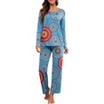 thumbnail image 1 of Women's Long Sleeve Sleepwear Soft Crew Neck Pyjama Set,Fp-mix Blue, 1 of 5