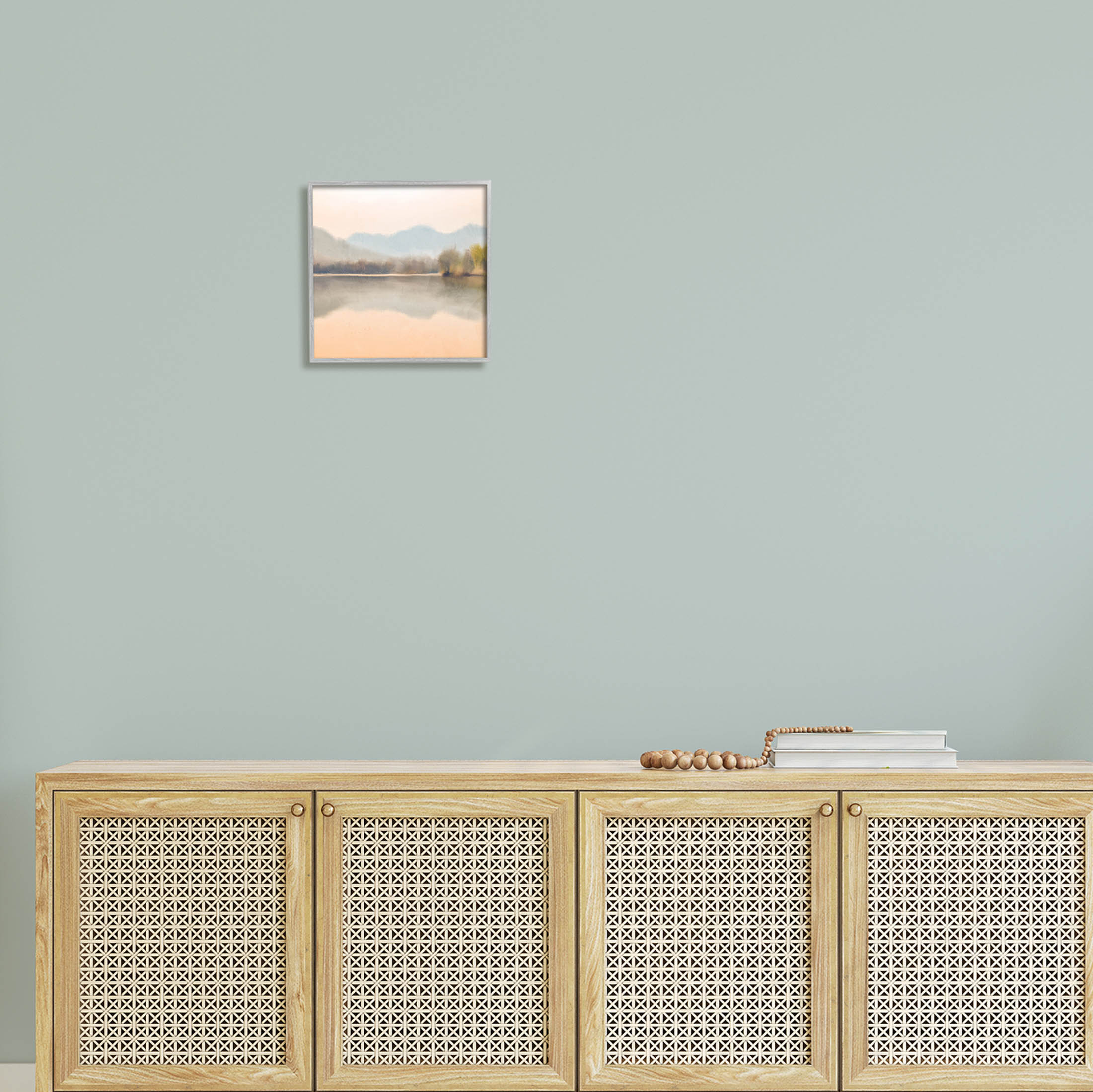 Stupell Industries Serene Sunrise Lake Mountain Reflection Graphic Art Gray Framed Art Print Wall Art, Design by Kim Allen