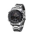 thumbnail image 1 of Reloj de pulsera de acero inoxidable 3ATM resistente al agua para hombres NAVIFORCE Negro, 1 of 6