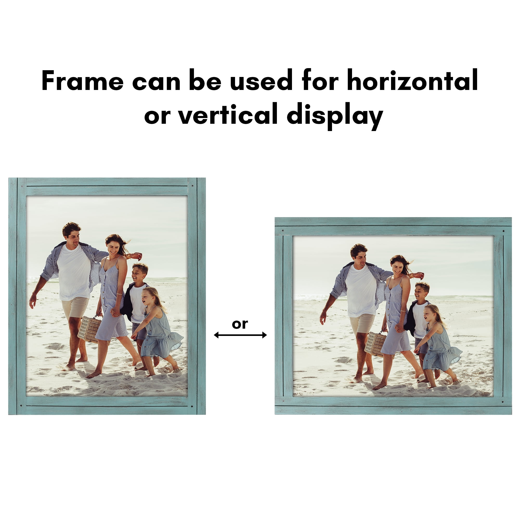 Americanflat 16x20 Picture Frame with Polished Plexiglass Hampton Collection Distressed Frames Vertical - Blue