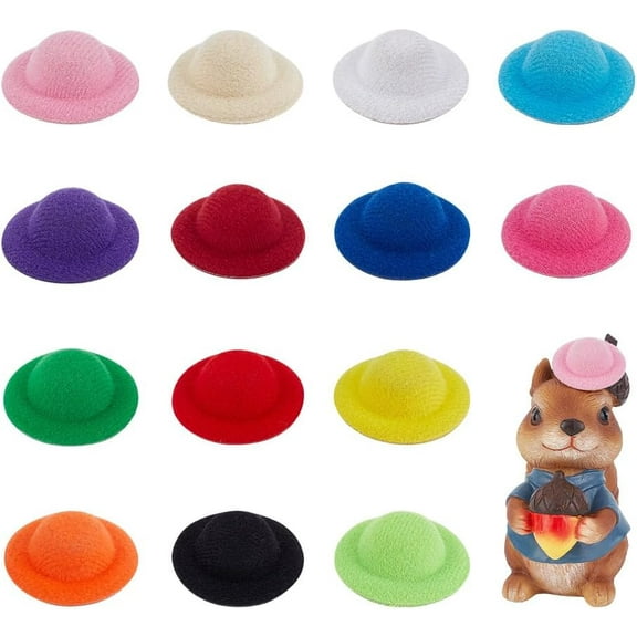 28pcs Mini Hats 14 Color Tiny Formal Hats Miniature Round Hats Mini Fabric Hats for Hat Making Supplies DIY Crafts Party Figurine Bottle Topper Table Small Pets Christmas Decor