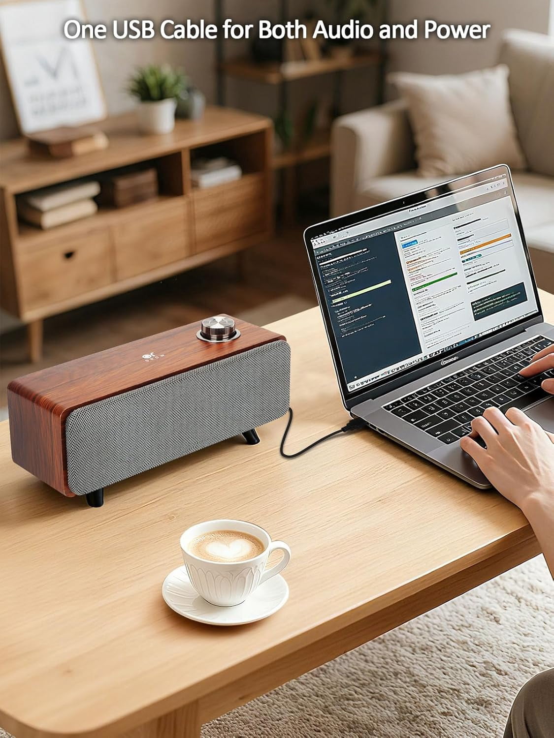Computer Speakers,10W PC Speakers with Bluetooth,Stereo Sound & Enhanced Bass,USB Laptop Speakers,Sound Bar for PC, Phone and Mac(S207) (Brown)