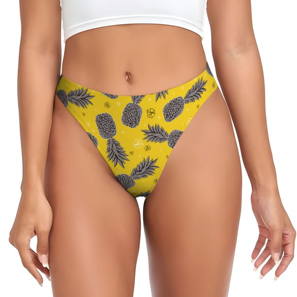 Balery Summer Pineapple Tangas de Algodón para Mujer con Estampado – Ropa Interior Sexy, Transpirable, G-string-X-Large