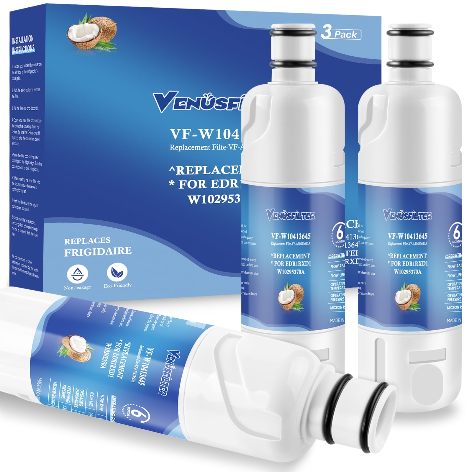 EDR2RXD1 Water Filter Drop 2 for Water Filter 2 EDR2RXD1 W10413645A W10413645 and Kenmore