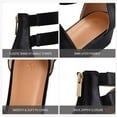 thumbnail image 6 of Pennysue Women's Black Pu Open Toe Shoes Ankle Strap Low Wedge Sandals 7.5M, 6 of 7