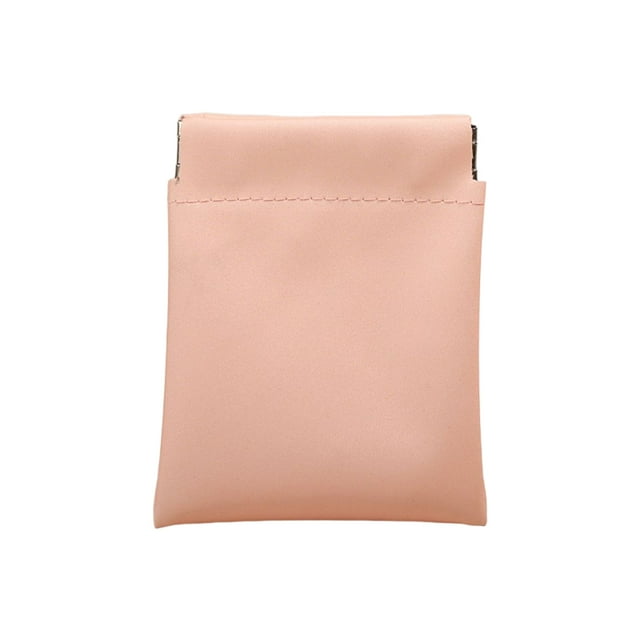 Yuarrent Bolsa de Cable de datos de cierre automático, impermeable, de cuero, brillo de labios, auriculares con cable, banco de energía, Almacenamiento y organización del hogar Rosa 7.5*10 cm