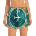 thumbnail image 4 of Lsque Around The Planet Printed Women's Running Shorts with Liner Pockets,Elastic Quick Dry Workout Athletic Gym Yoga Shorts,Womens High Waist Shorts-X-Large, 4 of 9