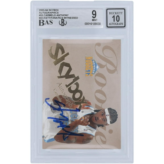 Carmelo Anthony Denver Nuggets Autographed 2003-04 Fleer Skybox #55 #/1500 Beckett Fanatics Witnessed Authenticated 9/10 Rookie Card - Fanatics Authentic Certified