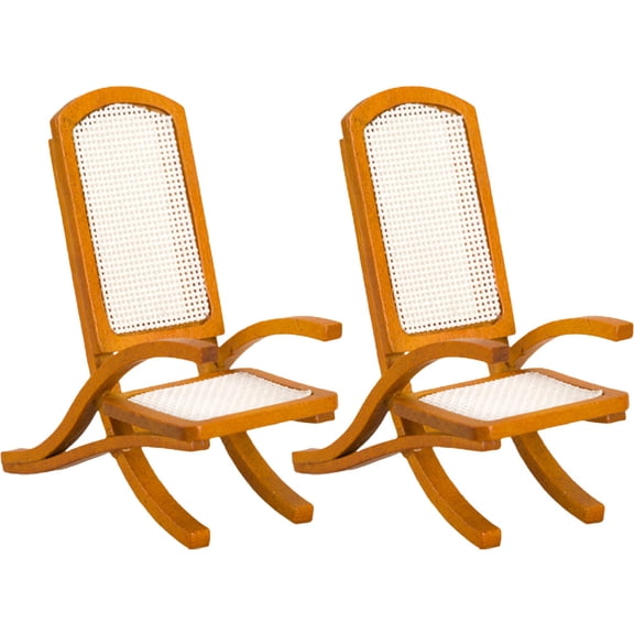 unbranded 2 Pcs Doll House Mini Medieval Rattan Chair Retro Sofa Miniature Model Decor