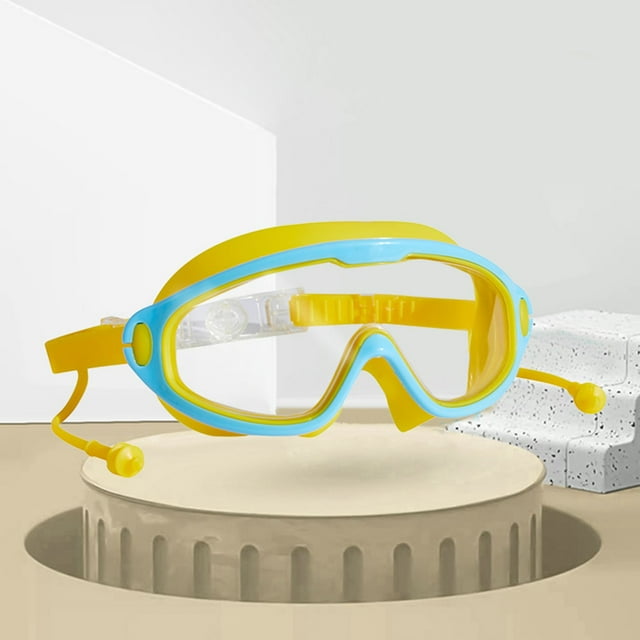 Big Deal Days 2025,Xdegoge Swim Goggles for Kids Age 2-13,View Earplug Ear Protection Diving Swimming Goggles,Adjustable Straps and Nose Piece,Extra Silicone Layer,Yellow