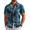 Blue & Green - Leaf, variant on Men's Short Sleeve Button Down Shirts Wrinkle Free Hawaiian Shirts for Men