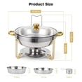 thumbnail image 3 of Bingirl Ensemble de 4 Plats Anti-Frottement 5 Qt pour Buffet : Réchauffe-Plats Ronds pour Traiteur en Acier Inoxydable avec Couvercle en Verre et Support de Couvercle, Or - Fini pour Fêtes et Événements, 3 of 7