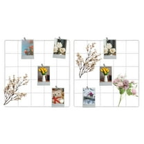 Uxcell 2 Pcs Wire Wall Grid Panel 10" x 10" Metal Photo Hanging Display Grid Shelf with Hook for Art Display Frame White