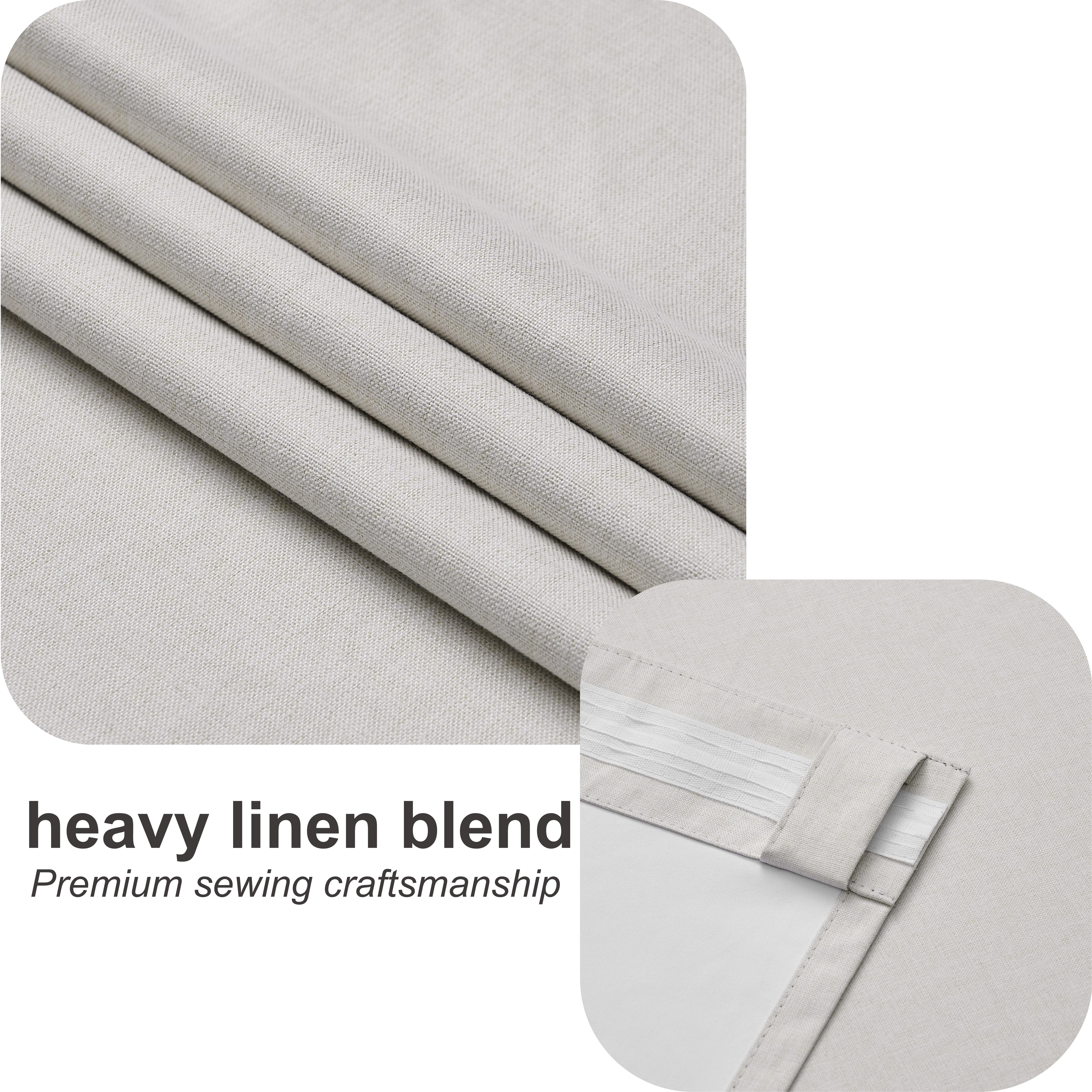 Muuphra Farmhouse 100% Blackout Back Tab Curtains for Living Room,2 Panels,Ivory White,52×95 Inches