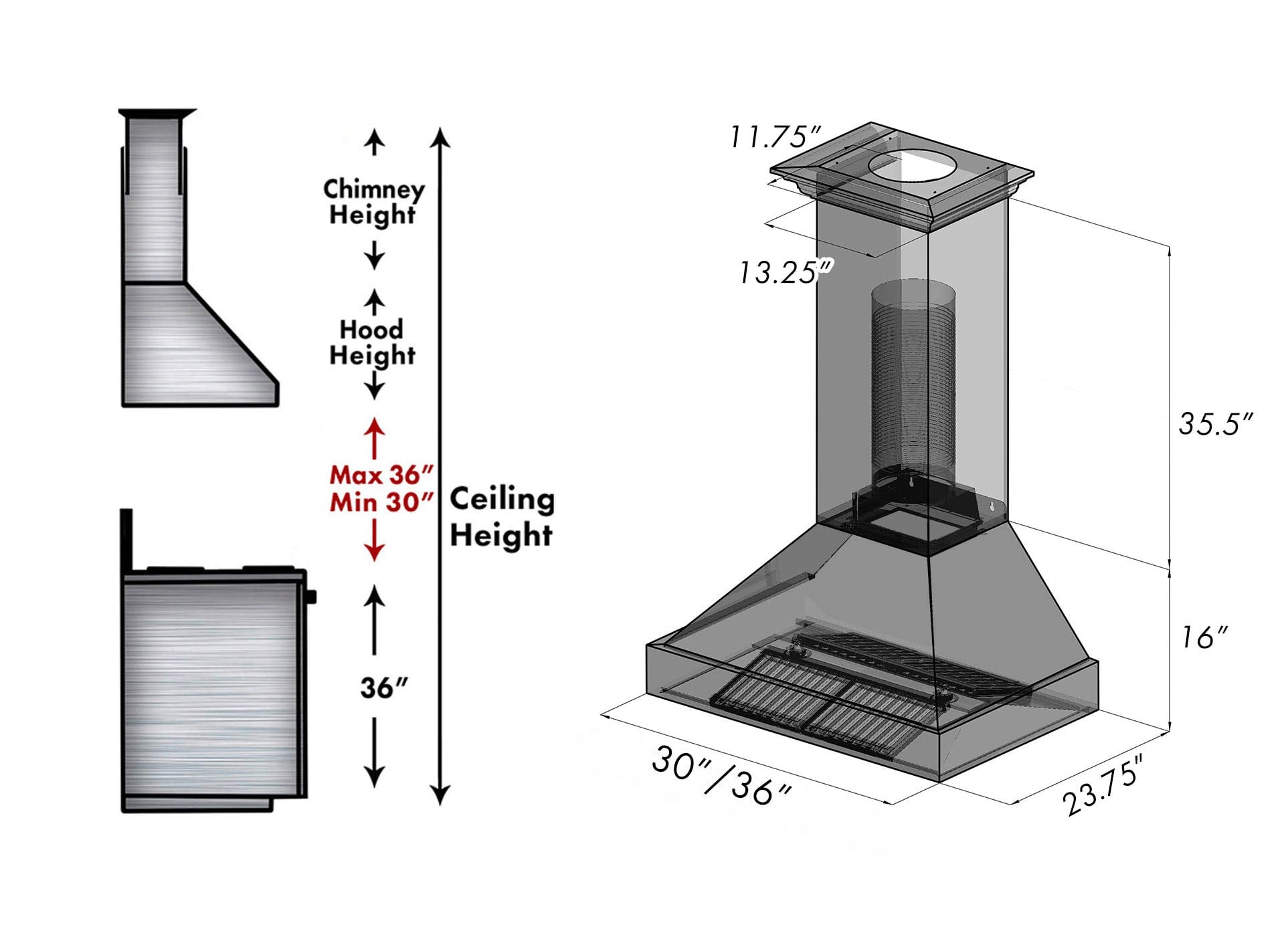 ZLine 8654ORB36 Snow Finish Range Hood With Oil Rubbed Bronze Shell