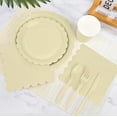 thumbnail image 3 of Inadays 175Pcs Disposable Party Supplies Includes Beige Paper Plates Cup Napkins Forks Spoons Knives, Dinnerware Set for Garden Party Birthday BBQ Baby Shower Wedding, Serve 25 Guests, 3 of 7