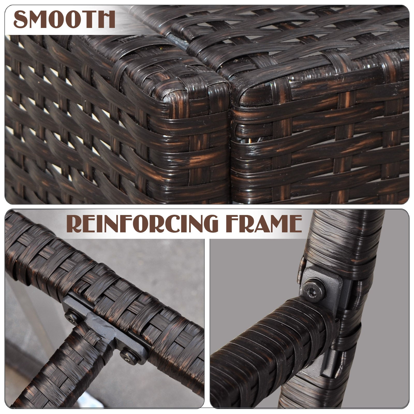 SUNNYOUTDOOR Wicker Bar Stool Patio Furniture All Weather Dark Coffee Barstool with Lean-Back, 2 Pack