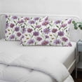 thumbnail image 4 of Purple Spring Floral Throw Pillow Covers, Summer Botanical Bee Floral Daisy Soft Breathable Pillow Cases with Invisible Zipper for Sleeping, Small Pillowcases for Couch Bed Sofa Chair 16x24 Inches, 4 of 9