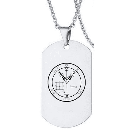 Men's Fourth Pentacle of Jupiter Necklace - Stainless Steel King Solomon's Jupiter Symbol of Wealth Talisman Pendant Chain - Solomonic Seal Jewelry for Protection, Silver