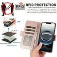 thumbnail image 3 of Compatible with iPhone 16e Wallet Case with Credit Card Holder & Cash Slot, RFID Blocking Durable PU Leather Flip Magnetic Protective Stand Cover Wrist Strap Women Men,Rosegold, 3 of 7