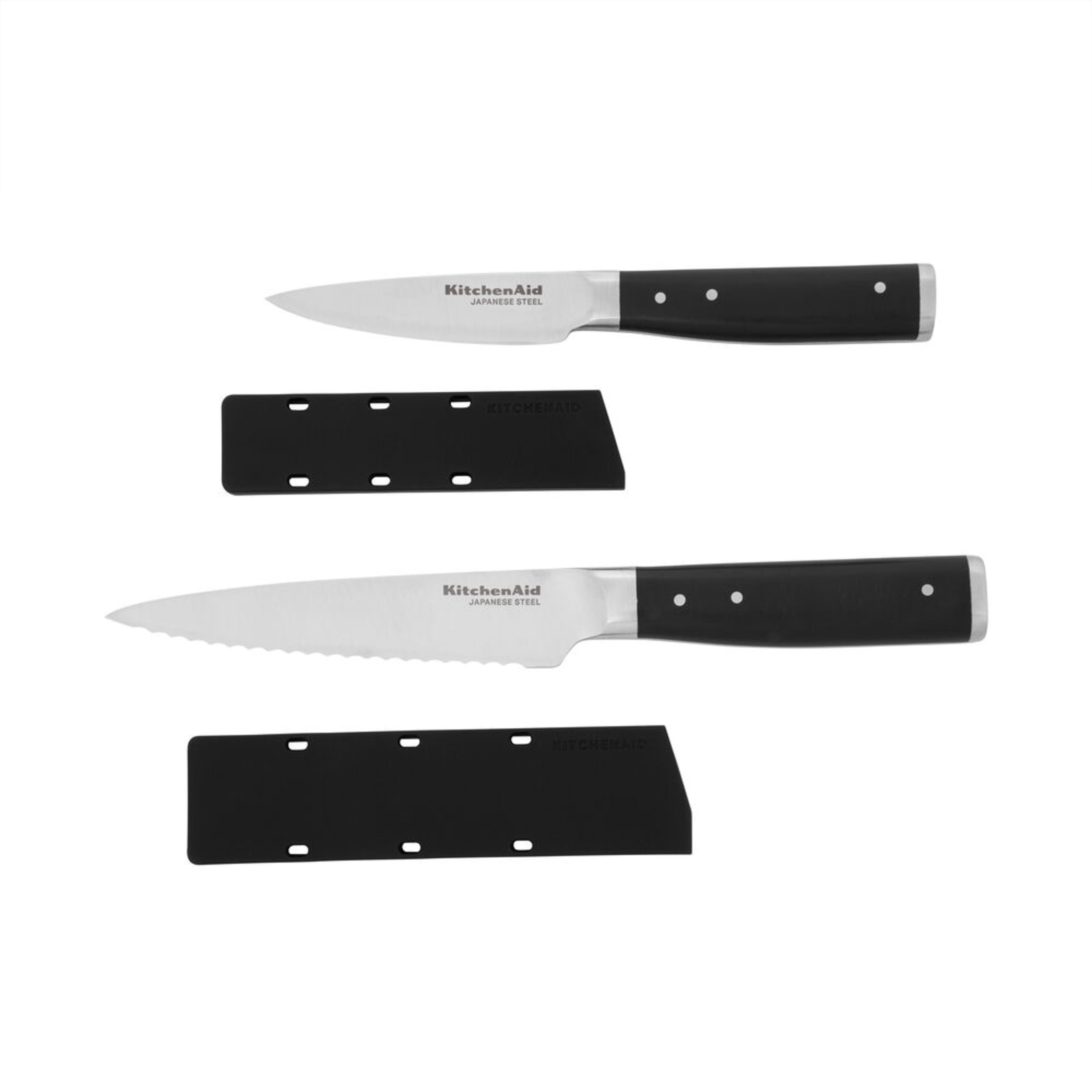 Kitchenaid Gourmet 2-piece Forged Tripe-Rivet Utility and Paring Knife Set with Blade Covers, Black