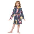 thumbnail image 6 of FORMRS Niños Bathrobe Unisex Hooded Robe Soft Plush Pajamas Sleepwear, Size 2-3T, Red Floral Flamingo, 6 of 7