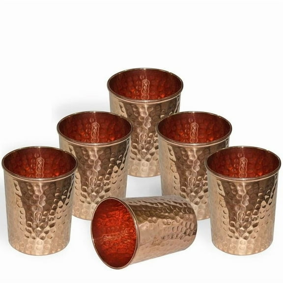 300 Ml Copper Hammered Tumbler Glass For Ayurvedic Health Benefits Free Shipping