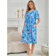 thumbnail image 4 of PinkBeautiM Nightgown for Women Button Short Sleeve House Dresses with Pockets, 4 of 6