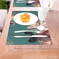 thumbnail image 5 of XMXT 4 Pcs Woven Placemats, Green Watercolor Flower Background Stain Resistant Anti-Skid Placemat for Kitchen Table, 12 x 18 inches, 5 of 6