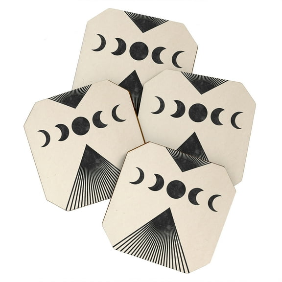 Society6 Emanuela Carratoni Moon Phases on Mountains Set of 4 Coasters