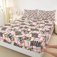 thumbnail image 5 of Erosebridal Bicycle Queen Sheets, Cycling Queen Sheet Sets, Pink Checkered 4 Pieces (1 Flat Sheet, 1 Fitted Sheet and 2 Pillowcases), 5 of 6