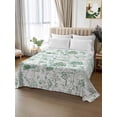 thumbnail image 2 of Green Botanical Twim XL Size Flat Sheet, Wrinkleproof & Fadeproof Cooling Flat Bed Sheet Only, Watercolor Spring Floral Summer Breathable Soft Bedding Top Sheets 66 x 102 Inches, 2 of 8