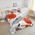 thumbnail image 3 of Basketball Comforter Set Orange Basketball Print Bedding Set Teens Room Decor, Sports Gaming Theme Quilt Set Grey Stains Print Duvet Set, 3 of 6