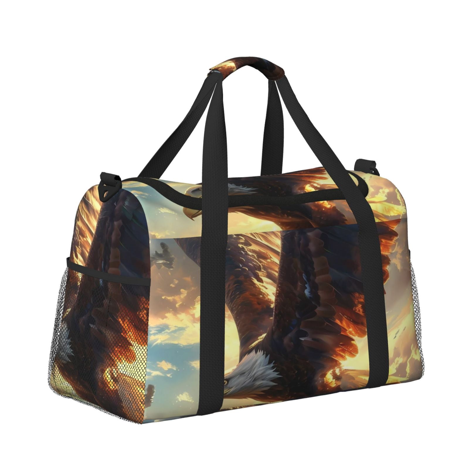 Fuzoiu Golden Sky Bald Eagle Print Travel Duffle Bag,Carry On Tote Bags,Duffel Bag,Sport Gym Bag, Hospital Bag for Labor and Delivery, Overnight Bag,Luggage Bag