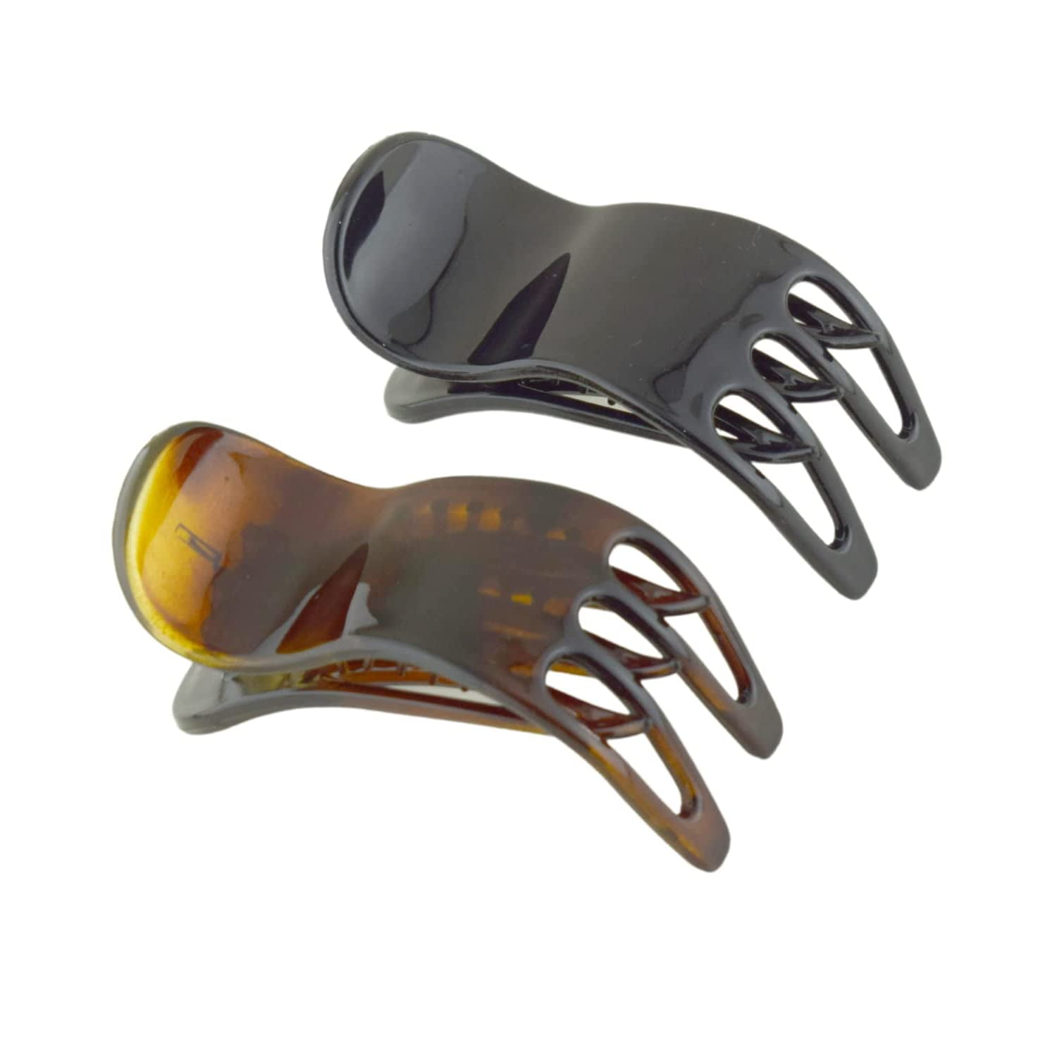 Parcelona French Simply Bear Paw Medium 3&rdquo; Celluloid Set of 2 Hair Claw Clips
