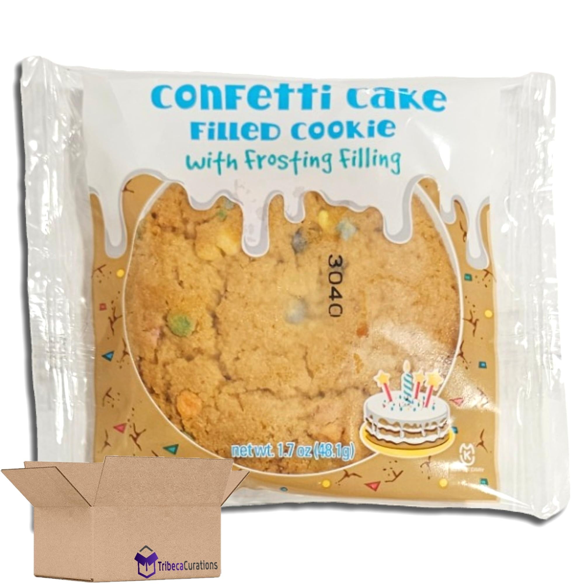 Confetti Cake Cookies Filled With Icing, Nostalgic School Snacks, 12 Pack