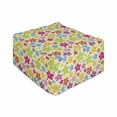 thumbnail image 1 of Colorful Rectangle Pouf, Sixties Inspired Colorful Flowers Hippie Motifs Flourishing Nature Illustration, Under Desk Foot Stool for Living Room Office Ottoman with Cover, 25", Multicolor, by Ambesonne, 1 of 4