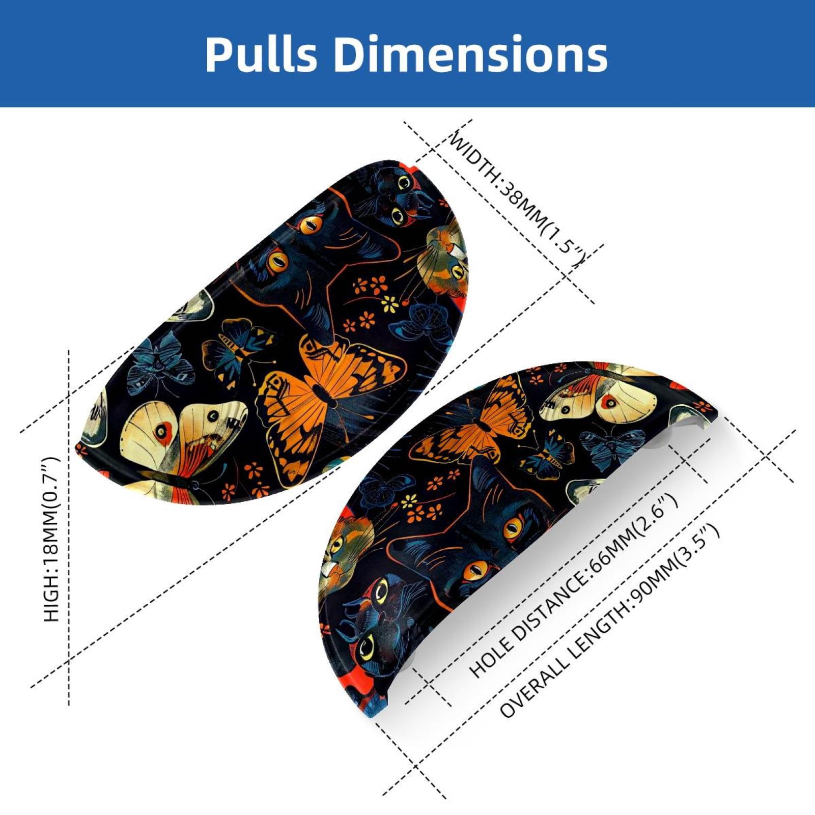 PhooArto 6 Pcs Cup Drawer Pulls, Cats Butterfly Colors Pattern Shell Shape Handles Cabinet Knobs for Dresser Cupboard Closet Wardrobe with Screws
