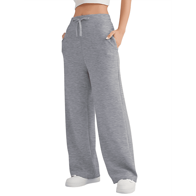 Wide Leg Sweat Pants for Womens High Waisted Baggy Sweatpants Casual Drawstring Workout Pants with Pockets